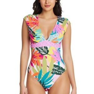 Bleu | Rod Beattie Wild At Heart Cap Sleeve Mio One-Piece Swimsuit Size 22W, NWT